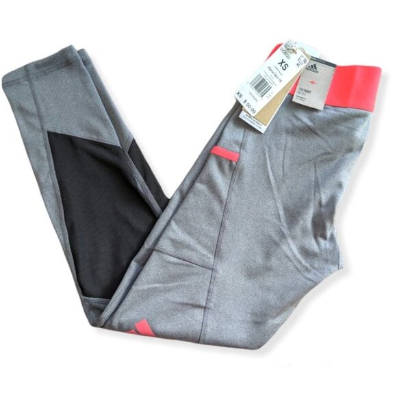 ADIDAS Pants 7/8 Tight Alpha Skin Leggings Grey Neon Pink GC8222 Women's… - Picture 2 of 8
